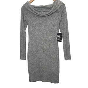 EXPRESS Mock Neck Marle Cozy Knit Sweater Dress In Grey Size XS